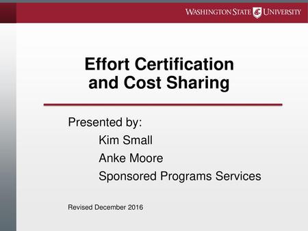 Effort Certification and Cost Sharing