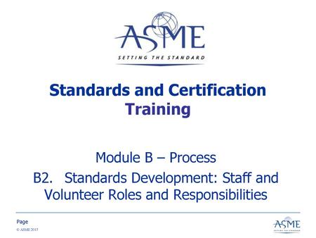 Standards and Certification Training