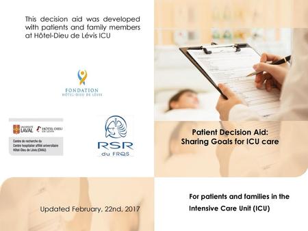 Patient Decision Aid: Sharing Goals for ICU care