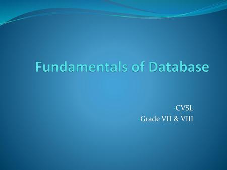 Fundamentals of Database