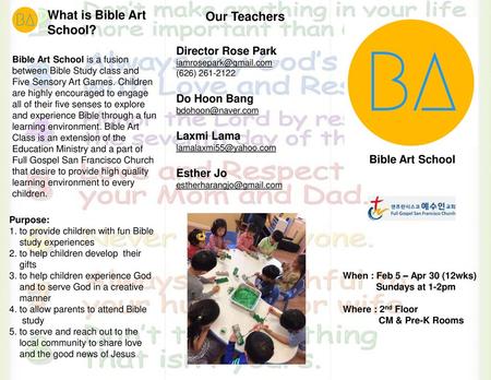 What is Bible Art School? Our Teachers