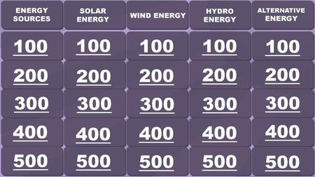 ENERGY SOURCES SOLAR ENERGY HYDRO ENERGY ALTERNATIVE ENERGY