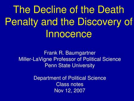 The Decline of the Death Penalty and the Discovery of Innocence