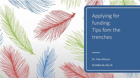 Applying for funding: Tips fom the trenches