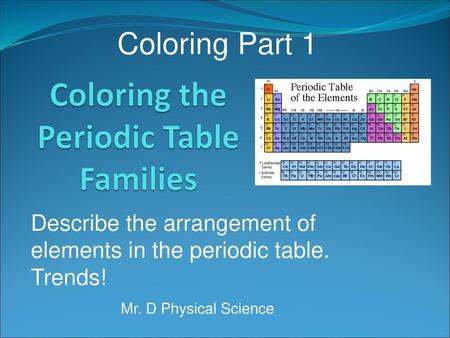 Coloring the Periodic Table Families