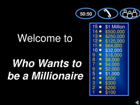 Welcome to Who Wants to be a Millionaire