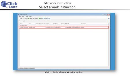 Select a work instruction