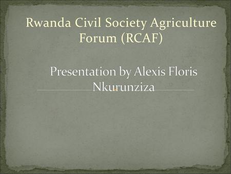 Presentation by Alexis Floris Nkurunziza