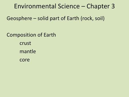 Environmental Science – Chapter 3