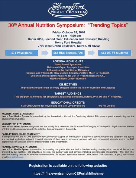 30th Annual Nutrition Symposium: “Trending Topics”