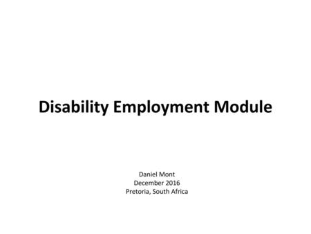 Disability Employment Module