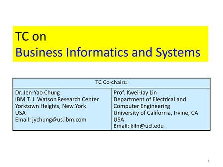 TC on Business Informatics and Systems