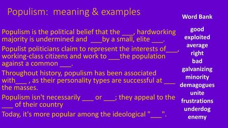 Populism: meaning & examples