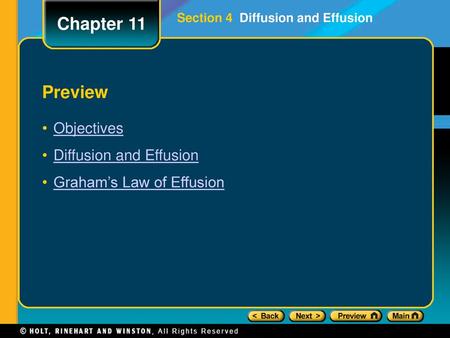 Chapter 11 Preview Objectives Diffusion and Effusion