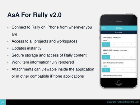 AsA For Rally v2.0 Connect to Rally on iPhone from wherever you are