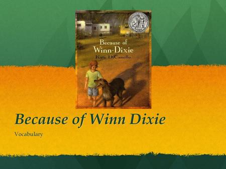 Because of Winn Dixie Vocabulary.