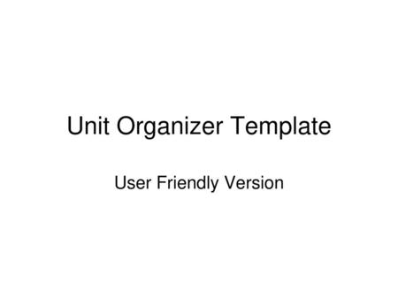 Unit Organizer Template