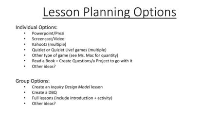 Lesson Planning Options