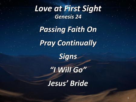 Love at First Sight Genesis 24