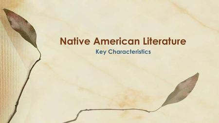 Native American Literature