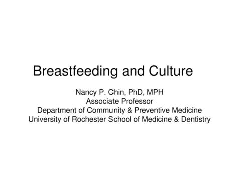 Breastfeeding and Culture