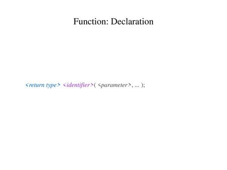 Function: Declaration