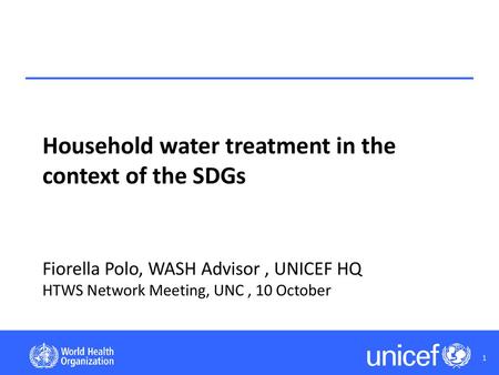 Household water treatment in the context of the SDGs