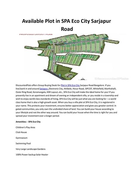 Available Plot in SPA Eco City Sarjapur Road