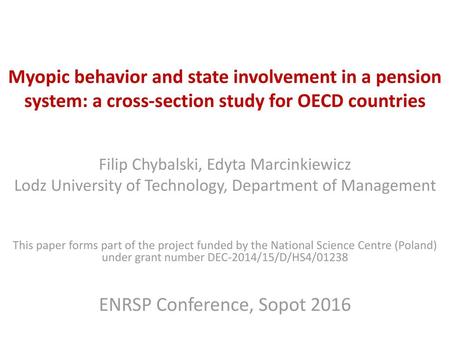 ENRSP Conference, Sopot 2016