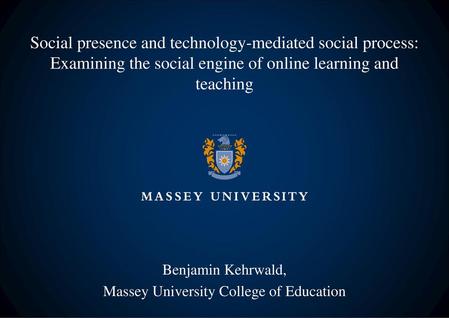 Benjamin Kehrwald, Massey University College of Education