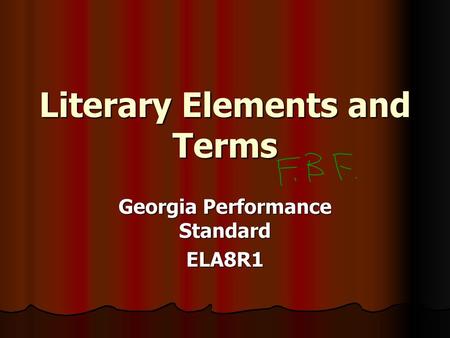 Literary Elements and Terms