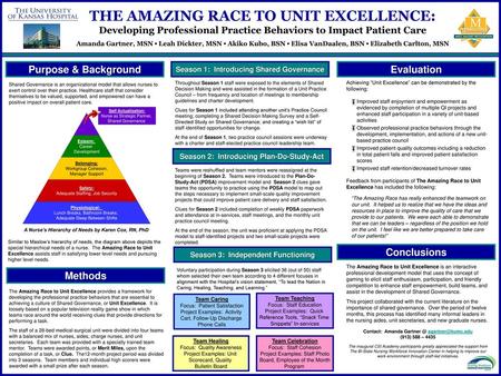 THE AMAZING RACE TO UNIT EXCELLENCE:  Developing Professional Practice Behaviors to Impact Patient.