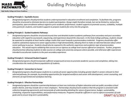 Guiding Principles DRAFT 6/1/2017