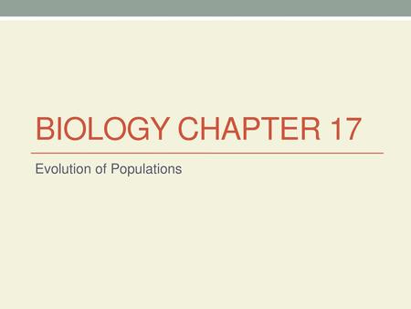 Evolution of Populations