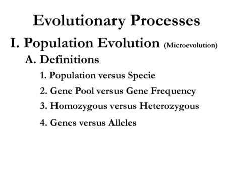 Evolutionary Processes