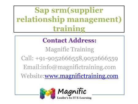 Sap srm(supplier relationship management) training