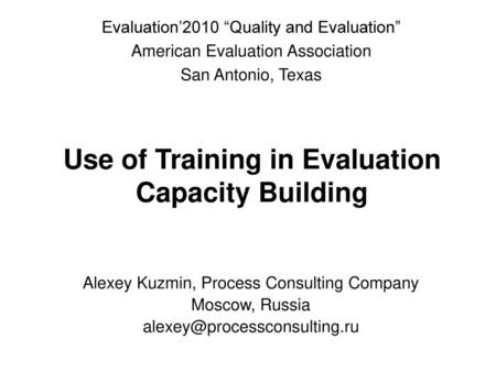 Use of Training in Evaluation Capacity Building