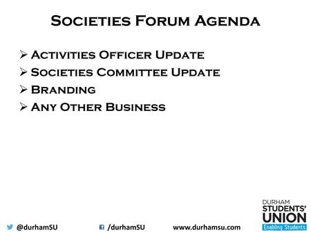 Societies Forum Agenda