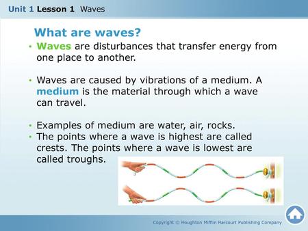 Unit 1 Lesson 1  Waves What are waves?