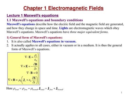 Chapter 1 Electromagnetic Fields