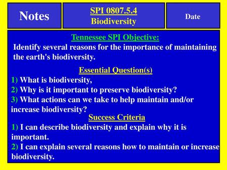 Tennessee SPI Objective: Essential Question(s)