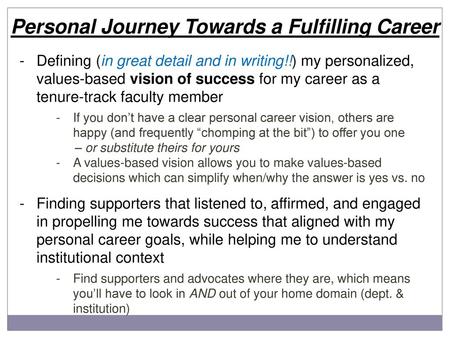 Personal Journey Towards a Fulfilling Career