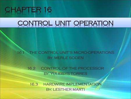 Control Unit Operation