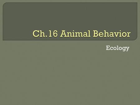 Ch.16 Animal Behavior Ecology.