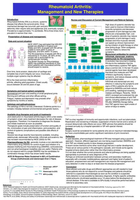 Rheumatoid Arthritis: Management and New Therapies