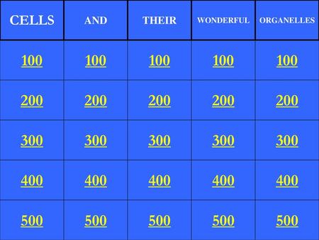 CELLS AND THEIR WONDERFUL ORGANELLES 100 100 100 100 100 200 200 200