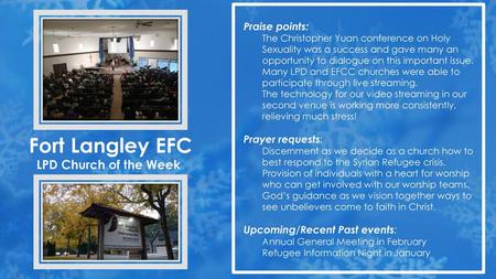 Fort Langley EFC LPD Church of the Week Praise points: