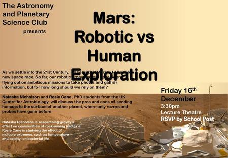 Robotic vs Human Exploration