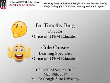 Dr. Timothy Burg Cole Causey Director Office of STEM Education