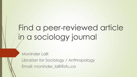 Find a peer-reviewed article in a sociology journal